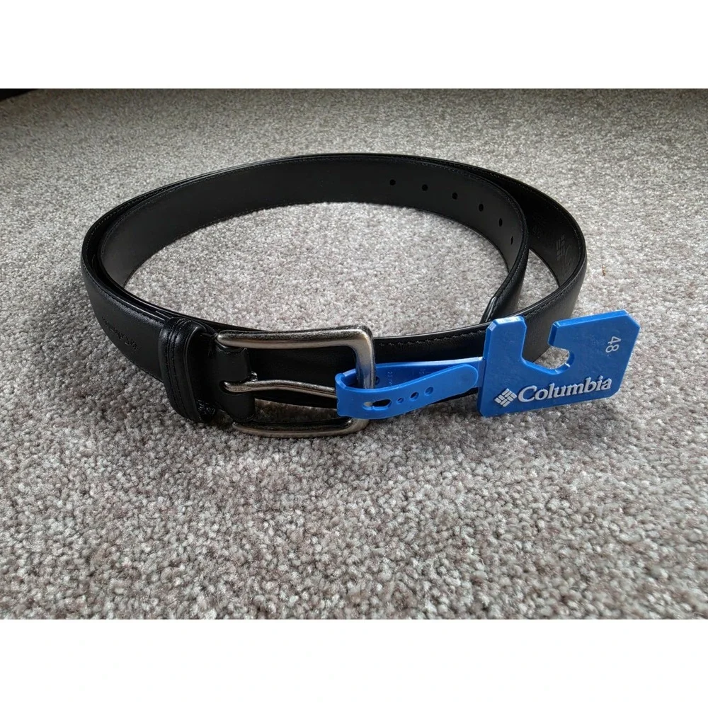NWT Columbia Black Belt Size 48 Synthetic Leather Casual Dress Belt Mens